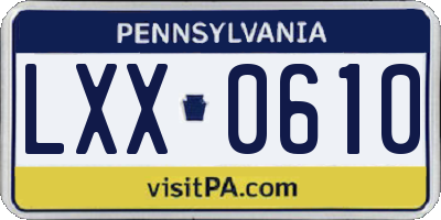 PA license plate LXX0610