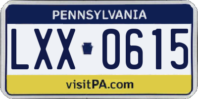 PA license plate LXX0615