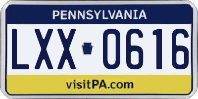 PA license plate LXX0616