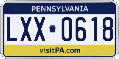 PA license plate LXX0618