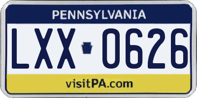 PA license plate LXX0626