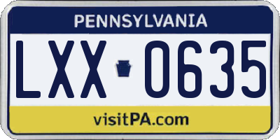 PA license plate LXX0635