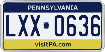 PA license plate LXX0636