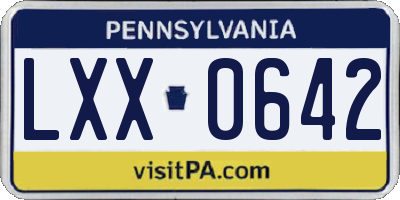 PA license plate LXX0642