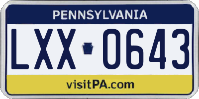 PA license plate LXX0643