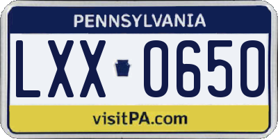 PA license plate LXX0650