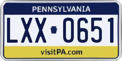 PA license plate LXX0651