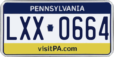 PA license plate LXX0664