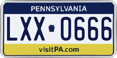 PA license plate LXX0666