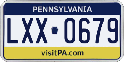 PA license plate LXX0679
