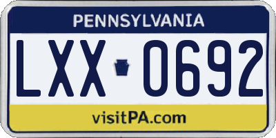 PA license plate LXX0692
