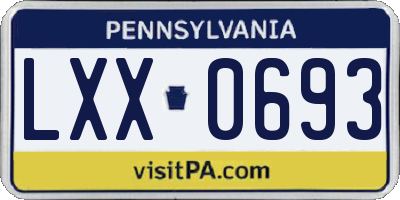 PA license plate LXX0693
