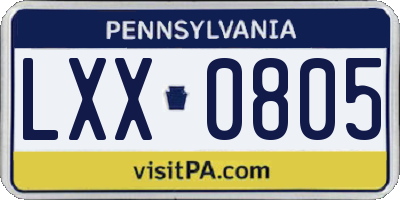 PA license plate LXX0805