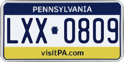 PA license plate LXX0809
