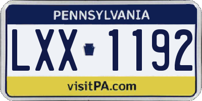 PA license plate LXX1192