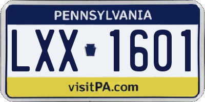 PA license plate LXX1601