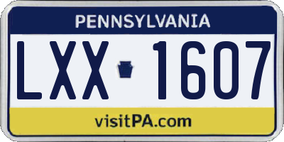 PA license plate LXX1607