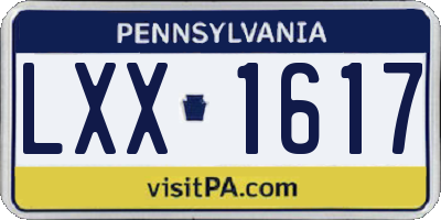 PA license plate LXX1617