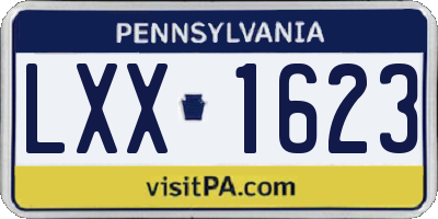 PA license plate LXX1623
