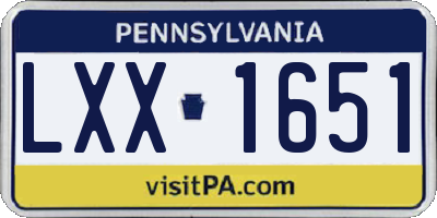 PA license plate LXX1651