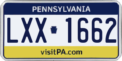 PA license plate LXX1662