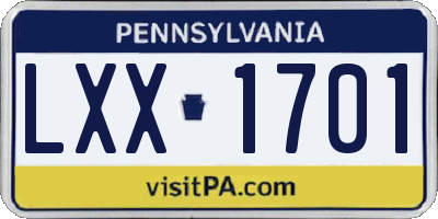 PA license plate LXX1701