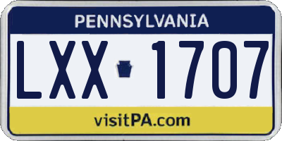 PA license plate LXX1707