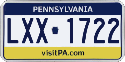 PA license plate LXX1722