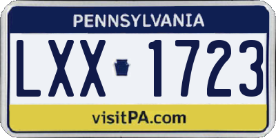 PA license plate LXX1723