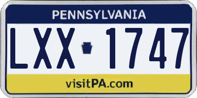 PA license plate LXX1747