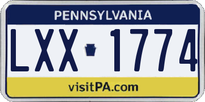 PA license plate LXX1774