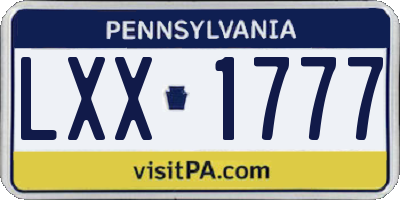 PA license plate LXX1777