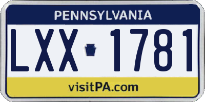PA license plate LXX1781