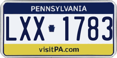 PA license plate LXX1783