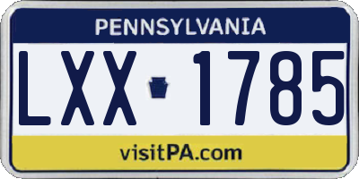 PA license plate LXX1785
