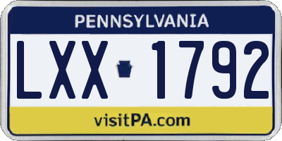 PA license plate LXX1792