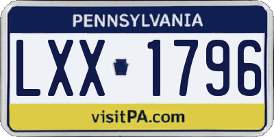PA license plate LXX1796