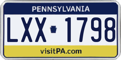 PA license plate LXX1798