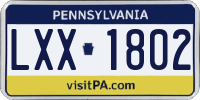 PA license plate LXX1802