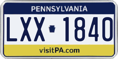 PA license plate LXX1840