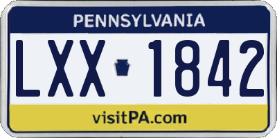 PA license plate LXX1842