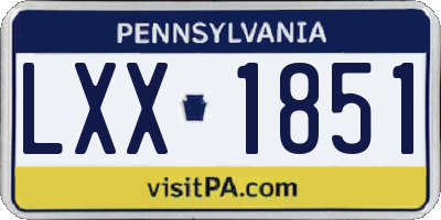 PA license plate LXX1851
