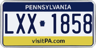 PA license plate LXX1858