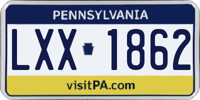 PA license plate LXX1862