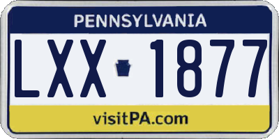 PA license plate LXX1877