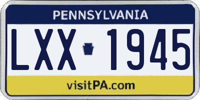 PA license plate LXX1945