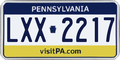 PA license plate LXX2217