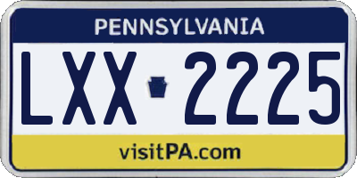 PA license plate LXX2225