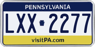 PA license plate LXX2277
