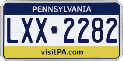 PA license plate LXX2282